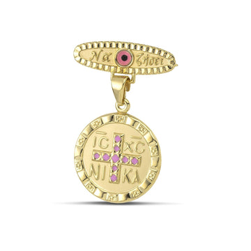 Παραμάνα παιδική "Να Ζήσει" Κ9 με κρεμαστό ροζ σταυρό